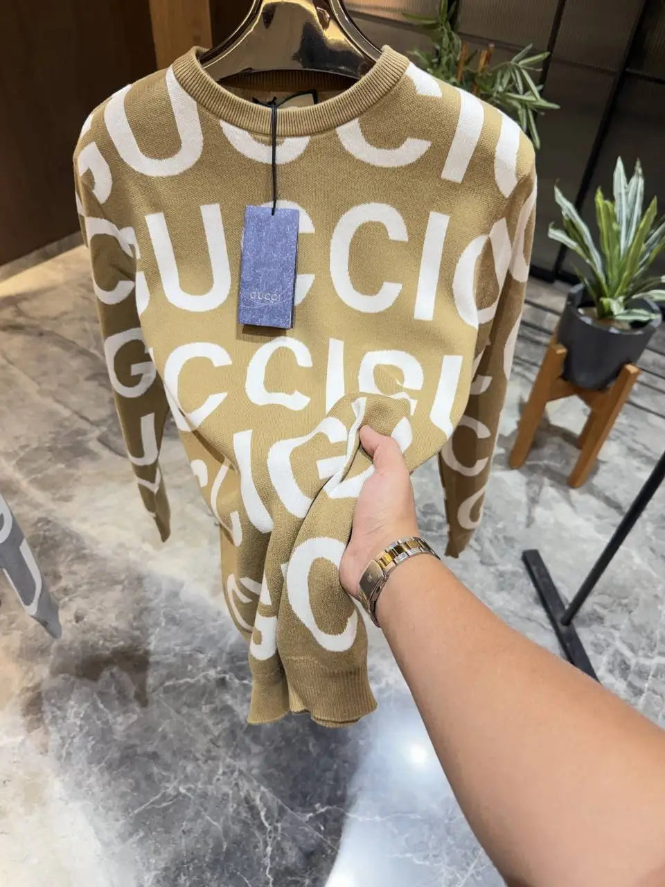 Gucc i Light Brown Premium Knitted Lycra