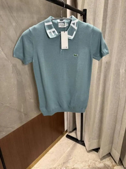Lacost_e Light Green Knitted polo Brand Collars