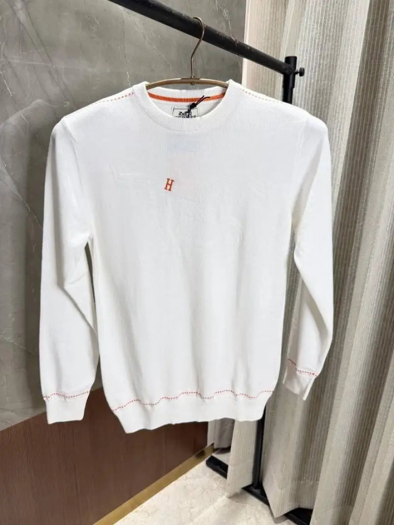 Herme_s White Knitted Sweater Imported