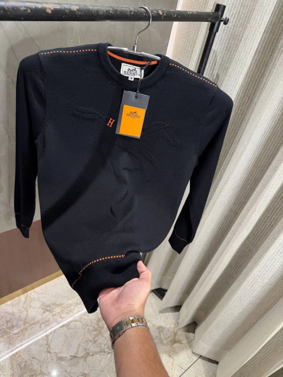 Herme_s Black Knitted Sweater Imported