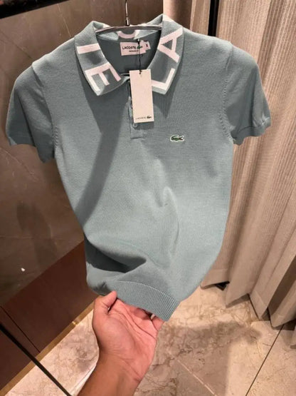 Lacost_e Light Green Knitted polo Brand Collars