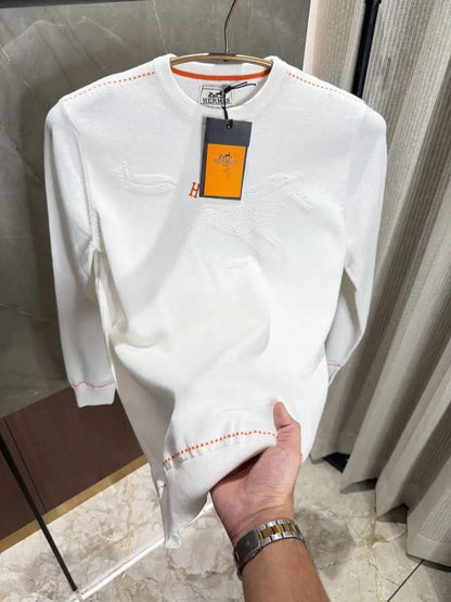 Herme_s White Knitted Sweater Imported