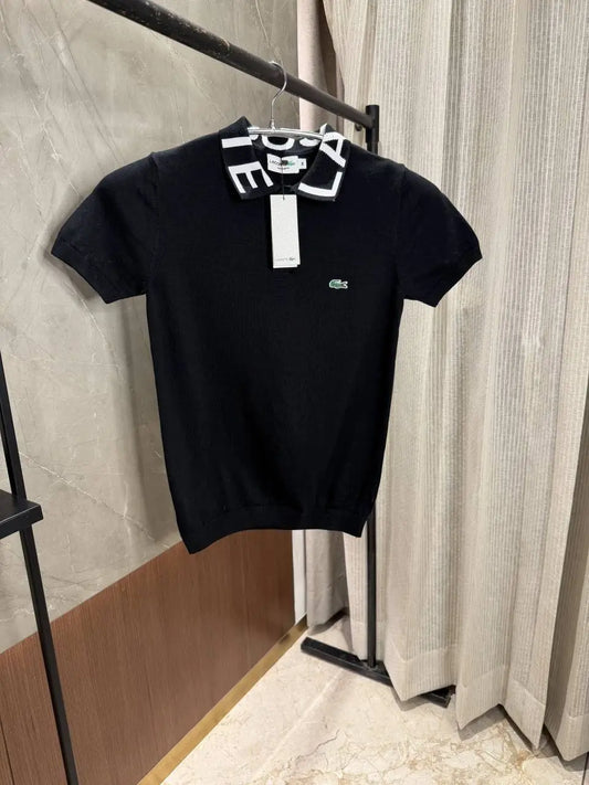 Lacost_e Black Knitted polo Brand Collars