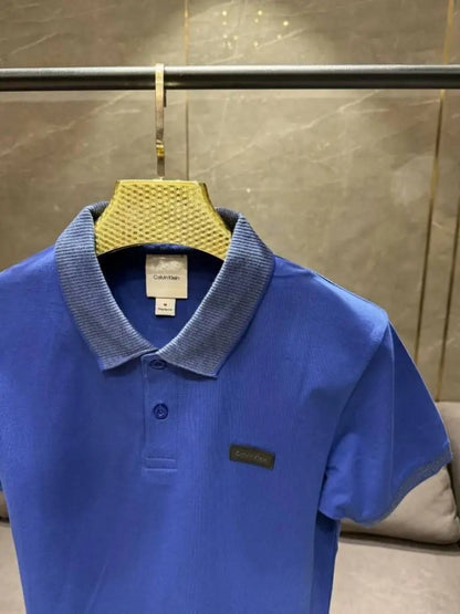 SALE CALVIN KLEI_N ROYAL BLUE PREMIUM FABRIC COLLAR WORK POLO