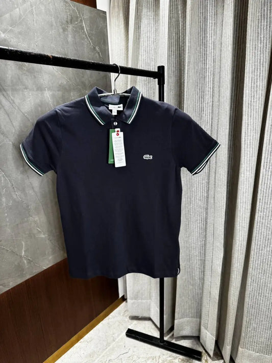 Lacost_e Dark grey Polo Tshirt with Brand collar