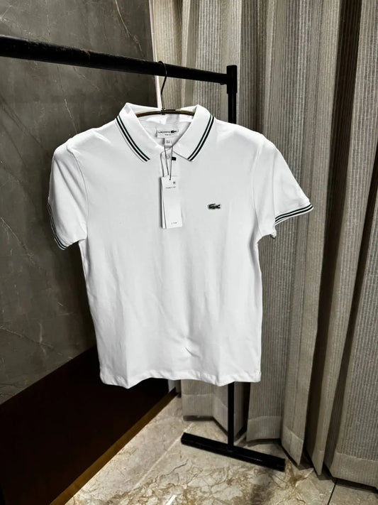 Lacost_e white Polo Tshirt with Brand collar