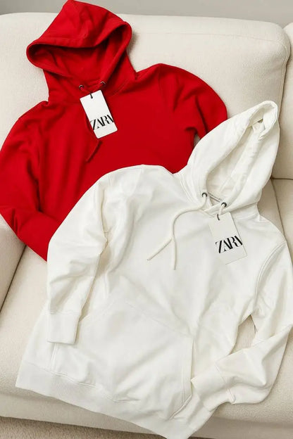 Zar_a Men White Plain Hoodie