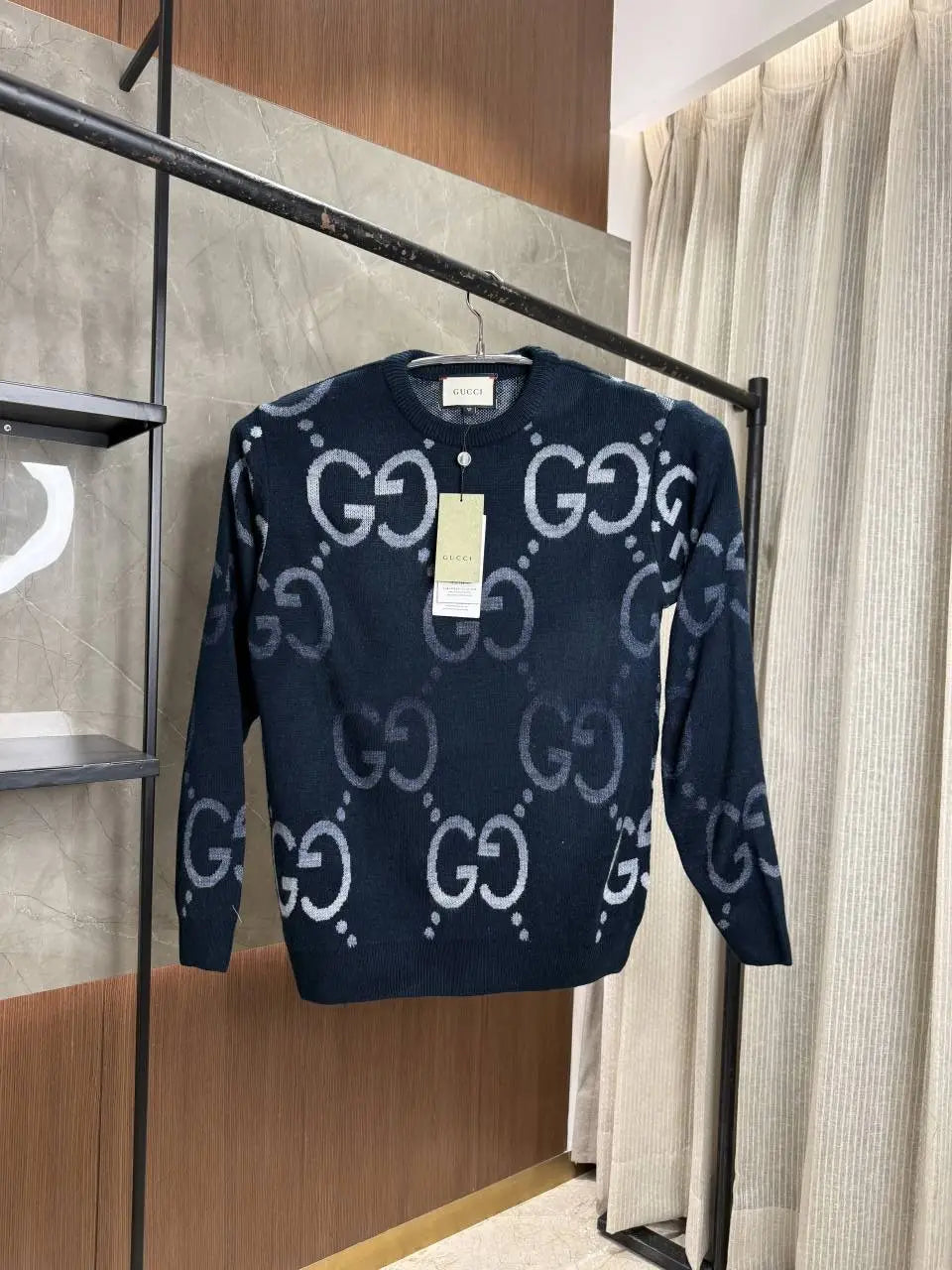 GUCC_I GG NAVY BLUE IMPORTED KNITTED PULLOVER