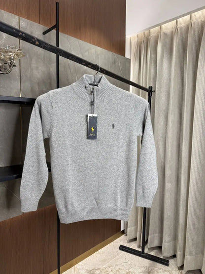 RALPH LAURE_N POLO KNITTED GREY PREMIUM NECK PULLOVER