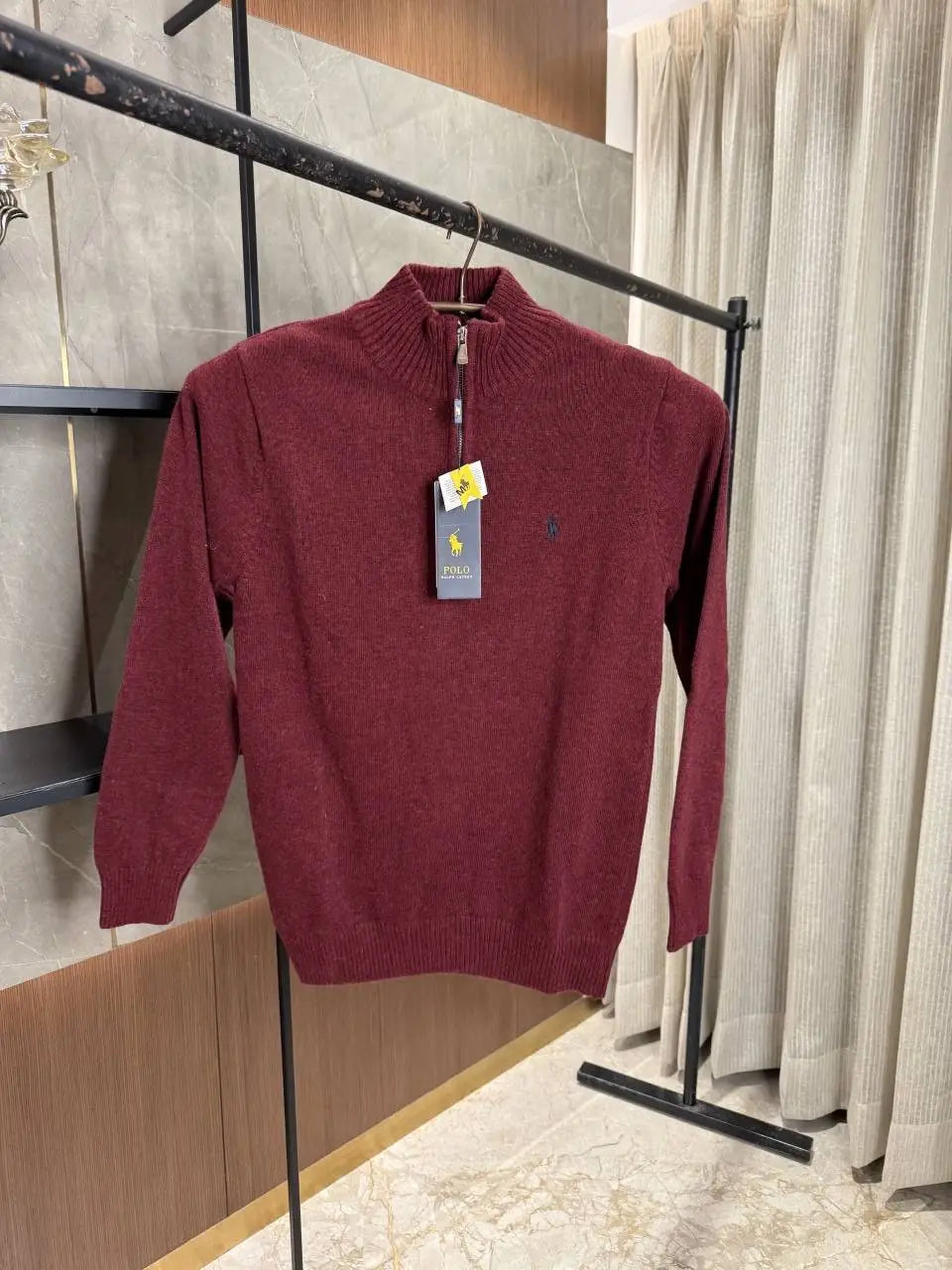 RALPH LAURE_N POLO KNITTED MAROON PREMIUM NECK PULLOVER
