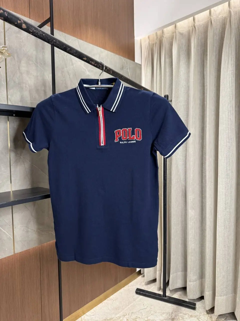 RALPH LAURE_N POLO NAVY BLUE PREMIUM FRONT EMBORSSED POLO