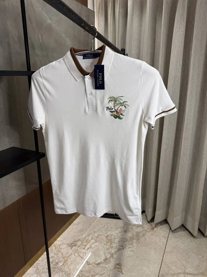 RALPH LAURE_N POLO WHITE PREMIUM FRONT EMBORSSED POLO
