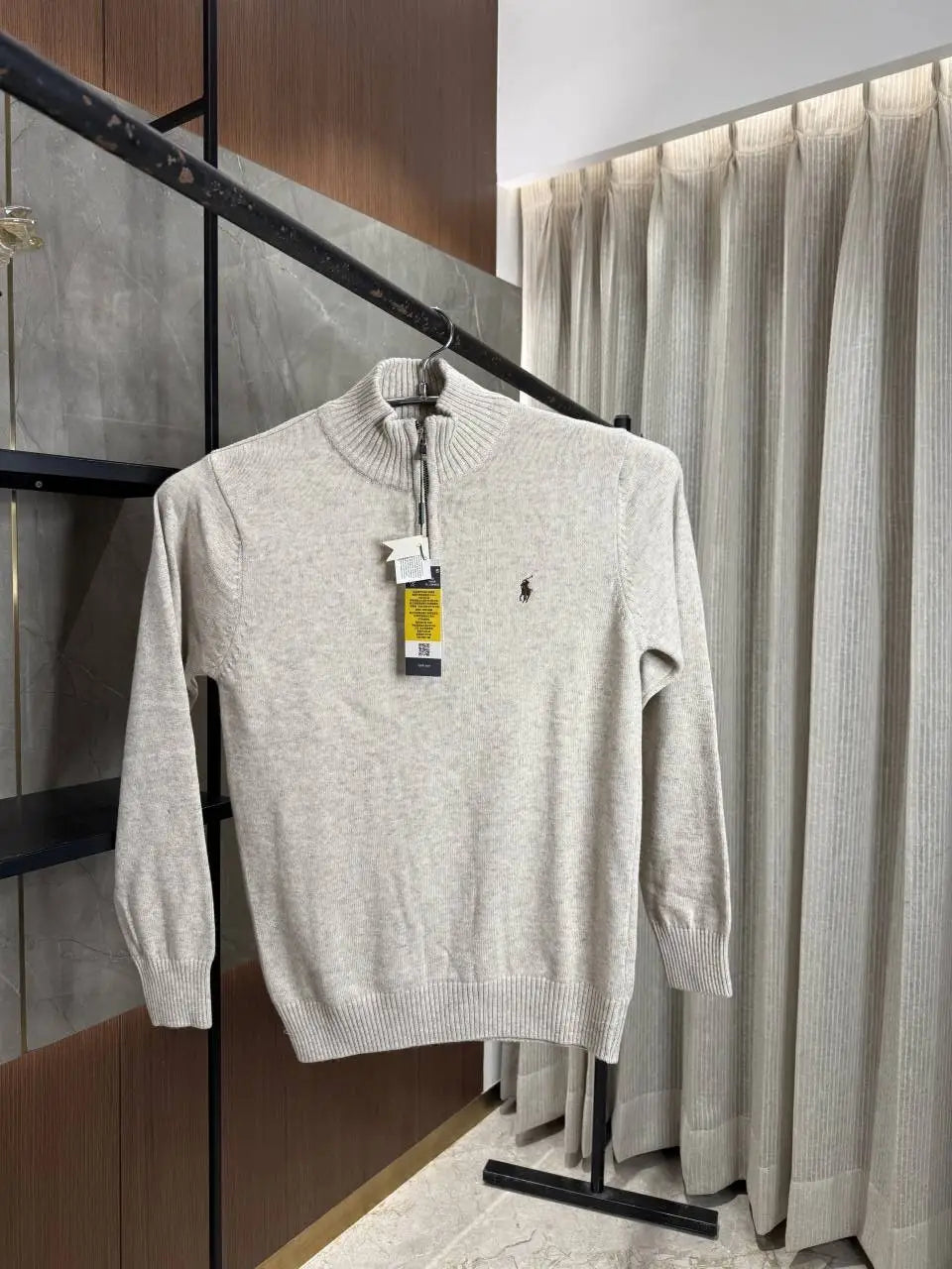 RALPH LAURE_N POLO KNITTED LIGHT BEIGE PREMIUM NECK PULLOVER