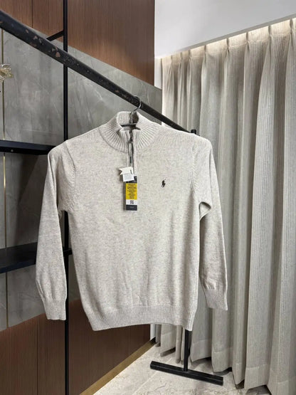 RALPH LAURE_N POLO KNITTED LIGHT BEIGE PREMIUM NECK PULLOVER