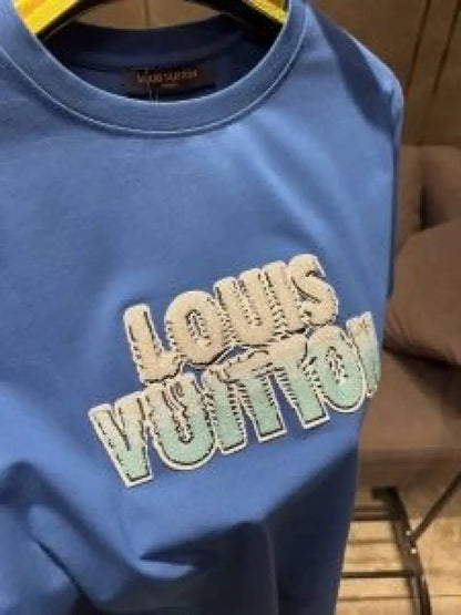 LOUIS VUITTO_N ROYAL BLUE EMBORSSED PREMIUM IMPORTED TSHIRT