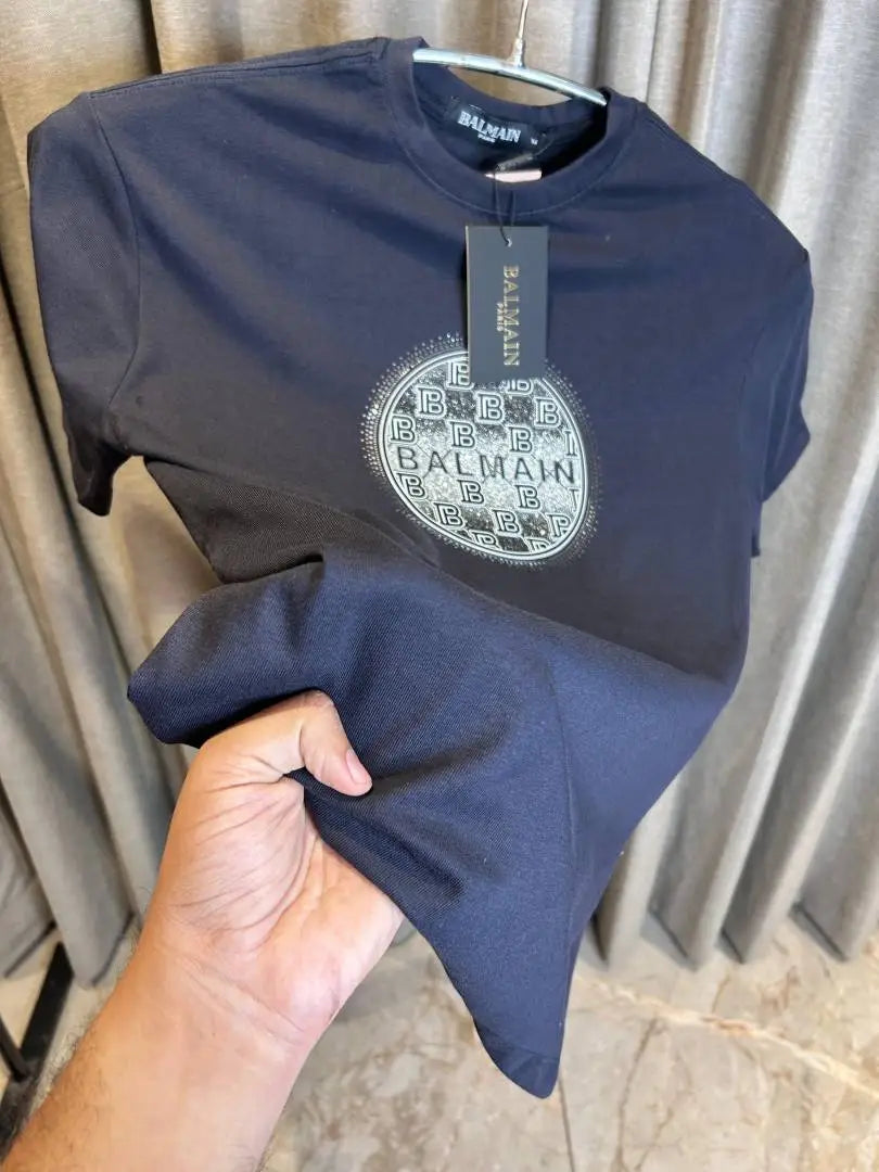 BALMAI_N BLACK FRONT PRINT WORK PREMIUM TSHIRT