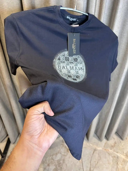 BALMAI_N BLACK FRONT PRINT WORK PREMIUM TSHIRT