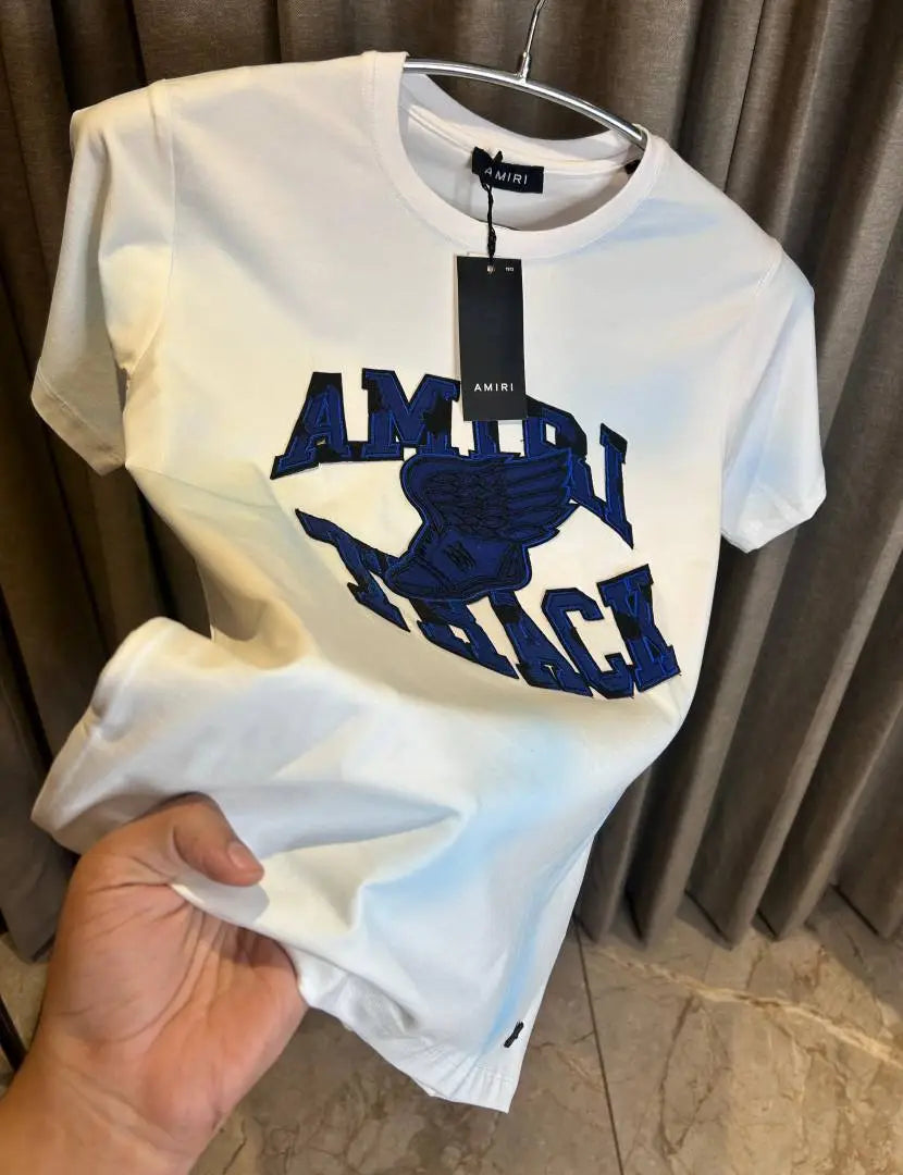AMIR_I WHITE BLUE PREMIUM FRONT PRINT IMPORTED TSHIRT