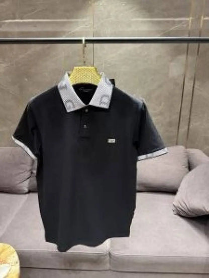 DOLCE & GABBAN_A PREMIUM BLACK 3D COLLAR POLO