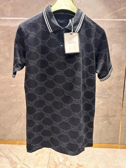GUCC_I BLACK GG PREMIUM FULL PRINTED PREMIUM POLO