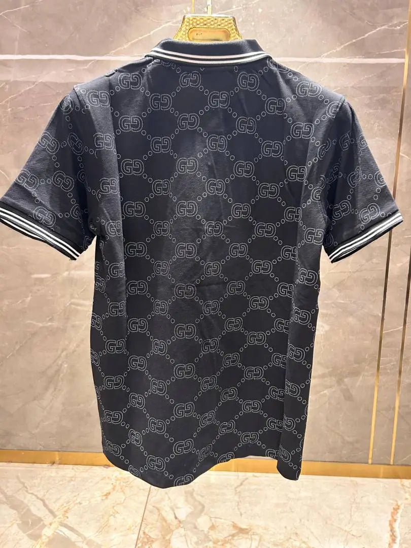 GUCC_I BLACK GG PREMIUM FULL PRINTED PREMIUM POLO