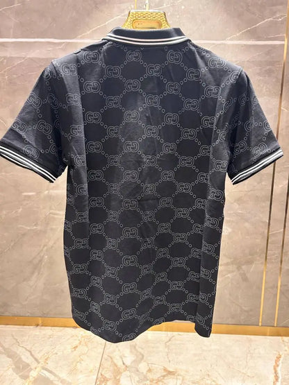 GUCC_I BLACK GG PREMIUM FULL PRINTED PREMIUM POLO