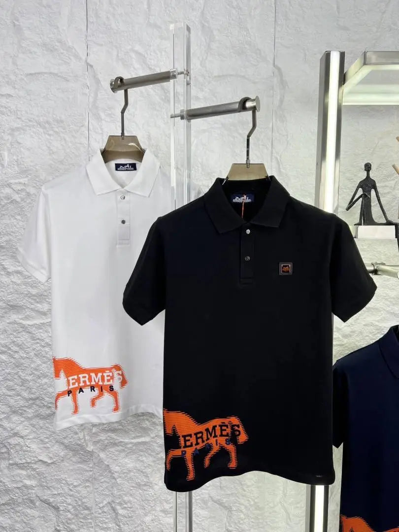 HERMES BLACK PREMIUM HORSE ORANGE POLO