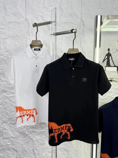 HERMES BLACK PREMIUM HORSE ORANGE POLO