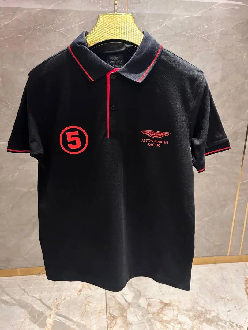 HACKET_T BLACK RED x ASTON MARTIN PREMIUM POLO