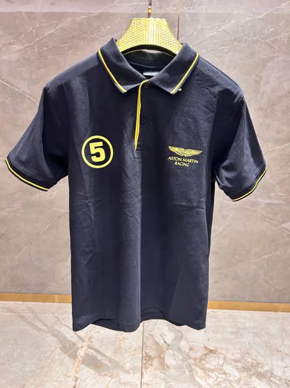 HACKET_T BLACK YELLOW x ASTON MARTIN PREMIUM POLO