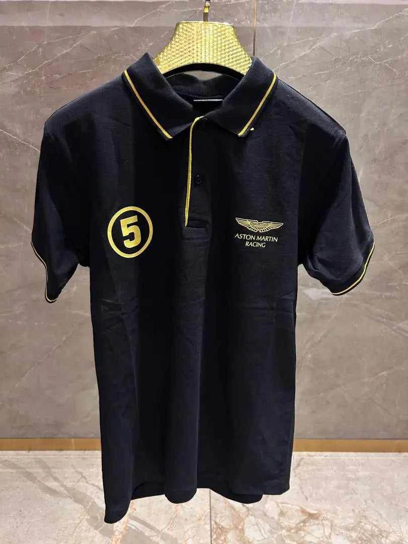 HACKET_T BLACK YELLOW x ASTON MARTIN PREMIUM POLO