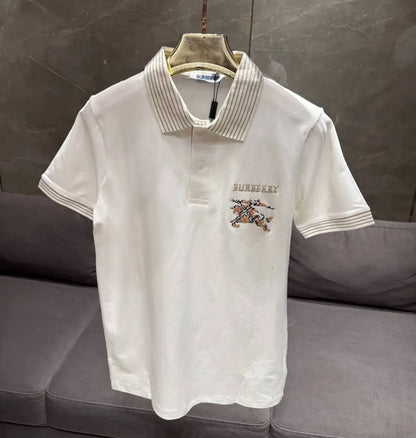 BURBERR_Y WHITE PREMIUM COLLAR IMPORTED POLO