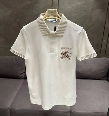 BURBERR_Y WHITE PREMIUM COLLAR IMPORTED POLO