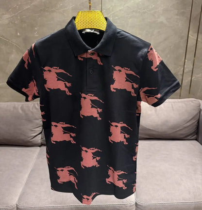 BURBERR_Y RED BLUE PREMIUM COLLAR IMPORTED POLO