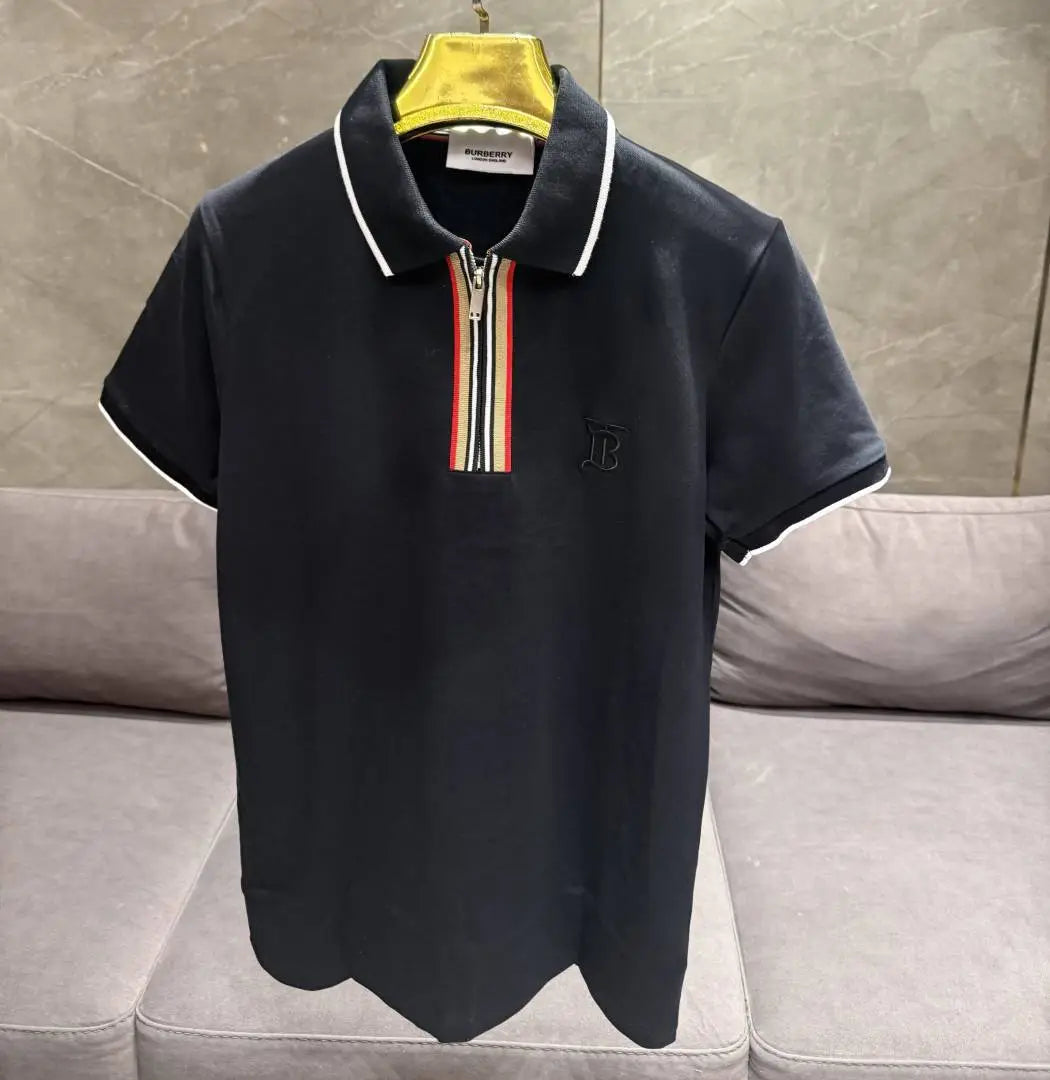 BURBERR_Y BLACK CHAIN PREMIUM IMPORTED POLO
