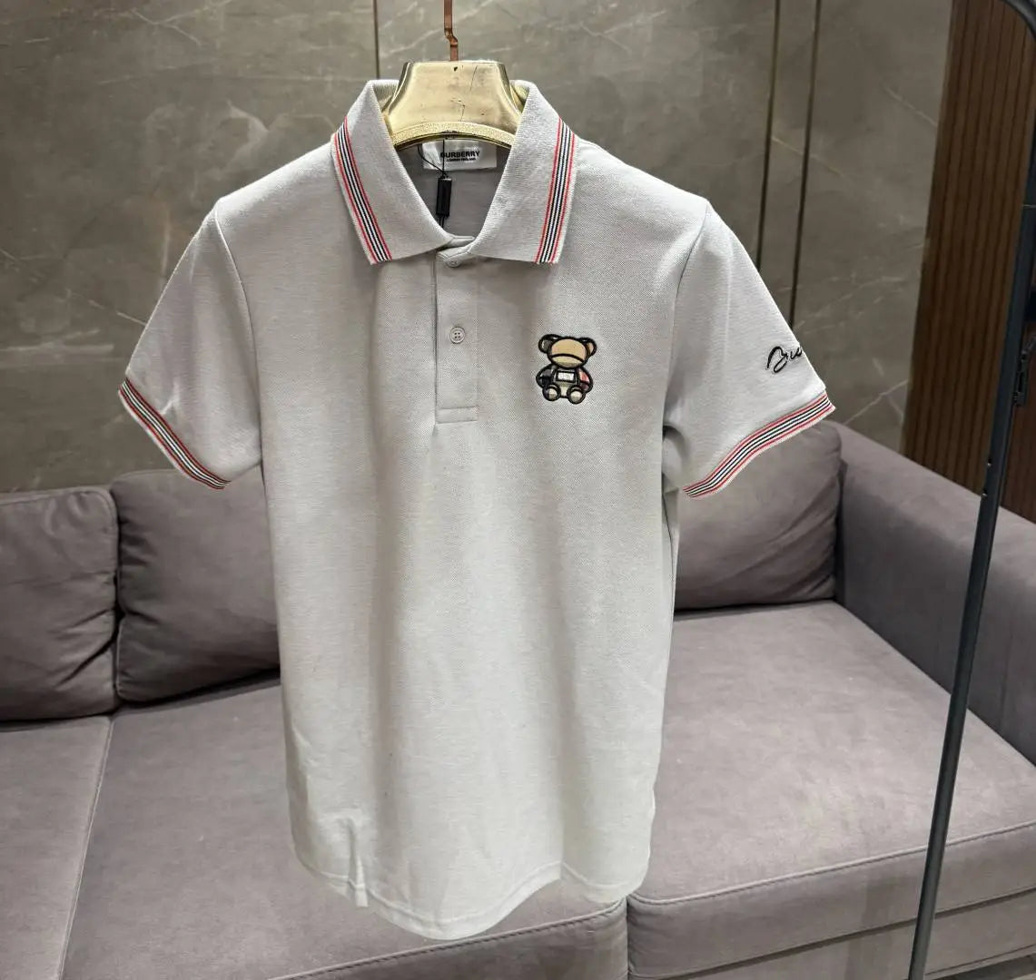 BURBERR_Y GREY PREMIUM COLLAR IMPORTED POLO