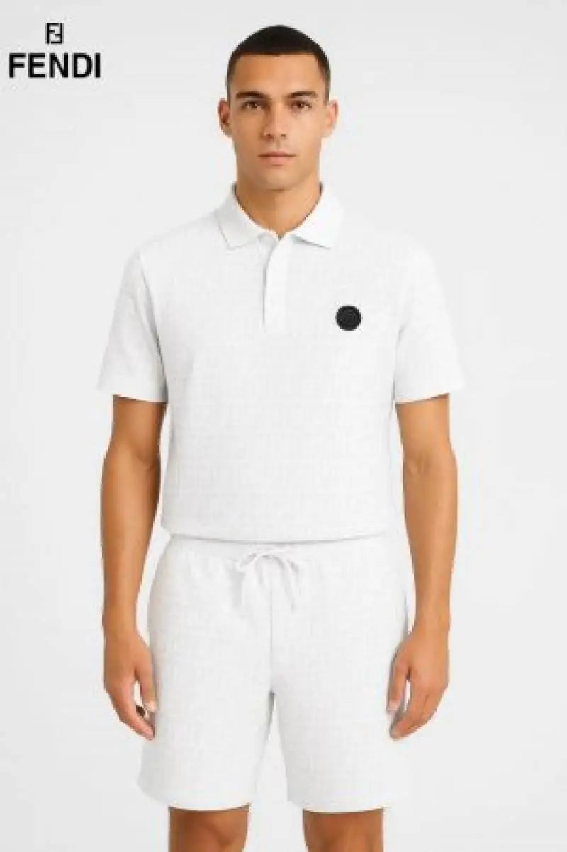 FEND_I WHITE CO ORD SET PREMIUM MONOGRAM THIRT SHORTS