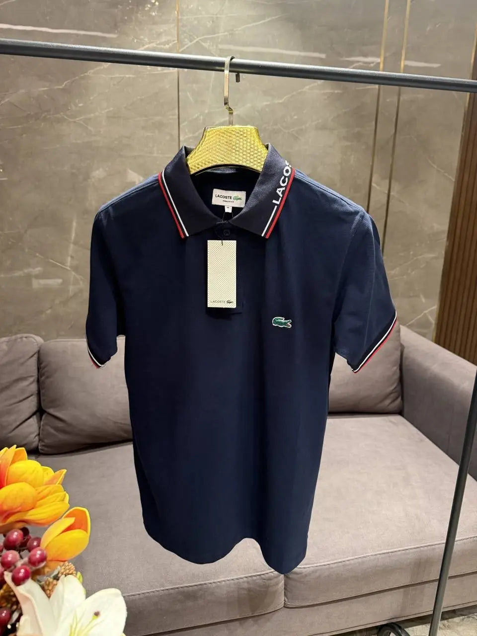 LACOST_E NAVY BLUE PREMIUM COLLAR TSHIRT
