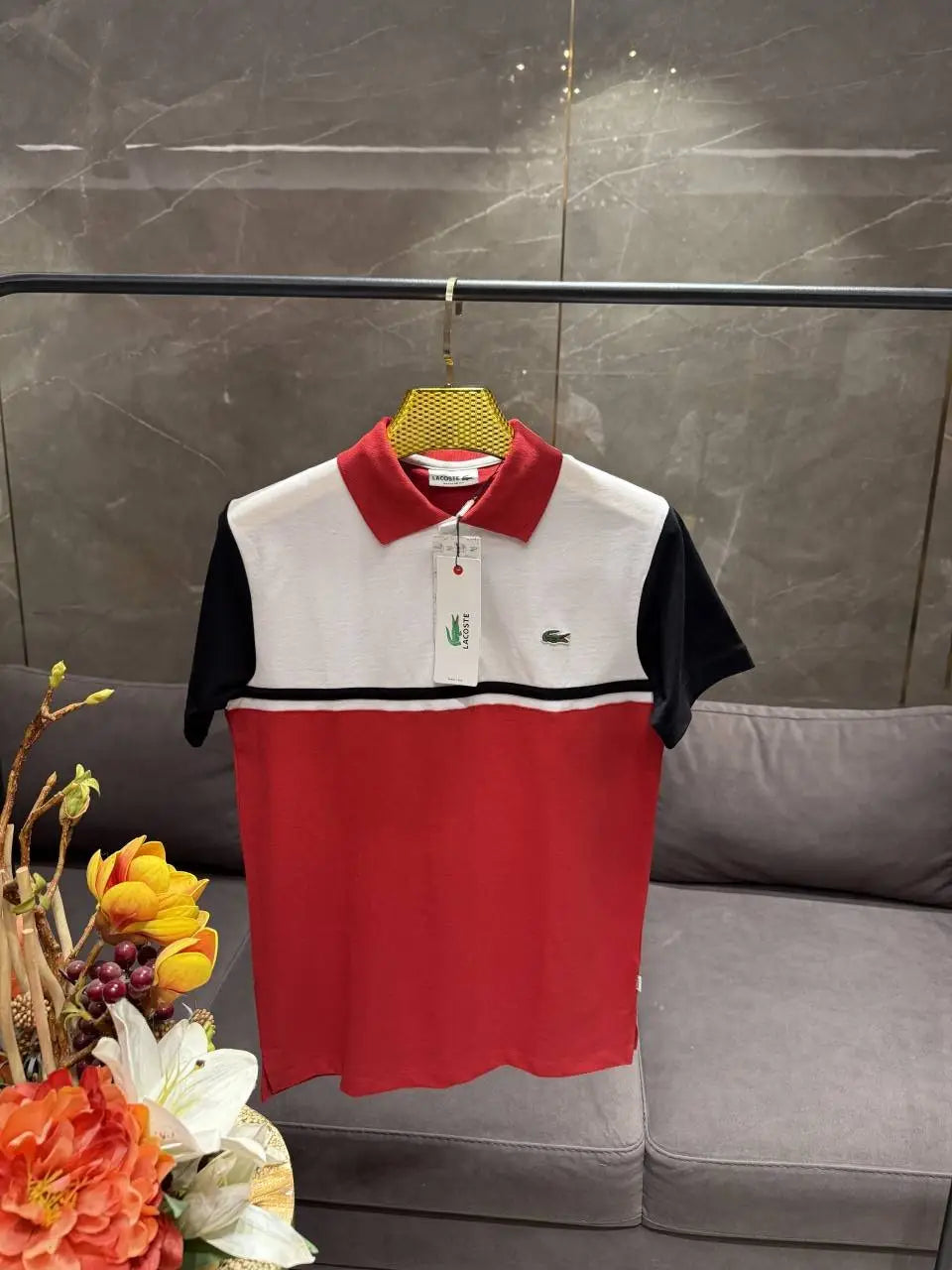 LACOST_E RED WHITE PREMIUM IMPORTED POLO
