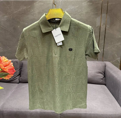 VALENTIN_O PREMIUM GREEN FABRIC FULL FRONT BACK POLO