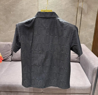VALENTIN_O PREMIUM BLACK FABRIC FULL FRONT BACK POLO