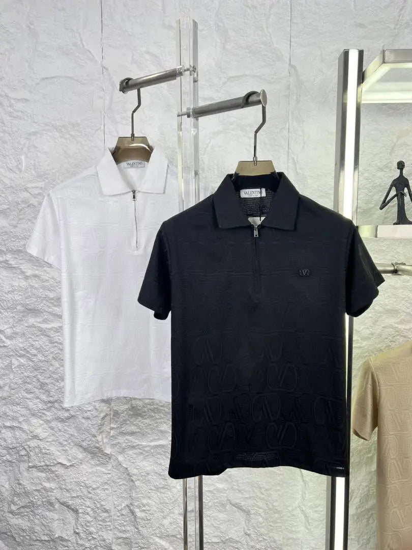 VALENTIN_O PREMIUM BLACK FABRIC FULL FRONT BACK POLO