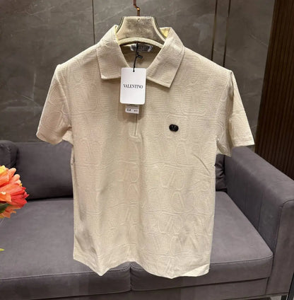 VALENTIN_O PREMIUM BEIGE FABRIC FULL FRONT BACK POLO