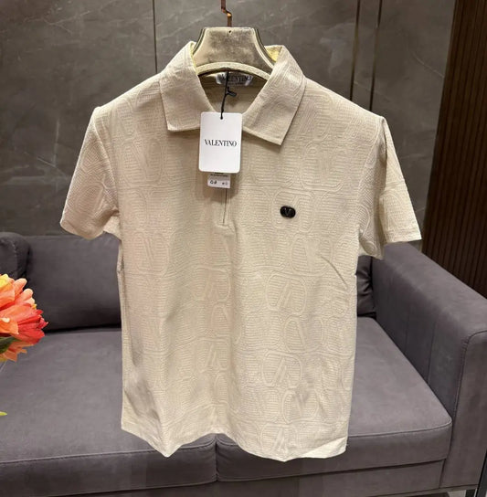 VALENTIN_O PREMIUM BEIGE FABRIC FULL FRONT BACK POLO