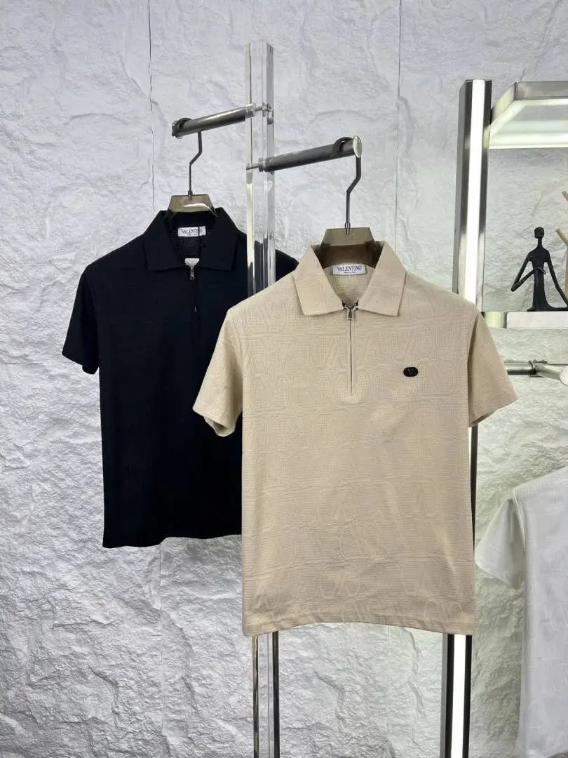 VALENTIN_O PREMIUM BEIGE FABRIC FULL FRONT BACK POLO