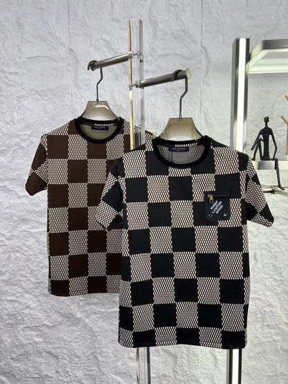 LOUIS VUITTO_N BLACK CHECKS PREMIUM LEATHER TSHIRT