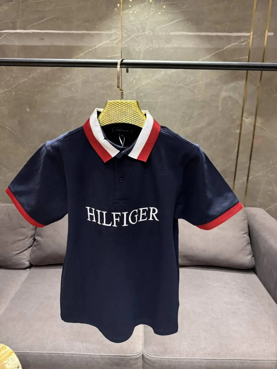 TOMMY HILFIGE_R NAVY BLUE PREMIUM FRONT PRINTED POLO