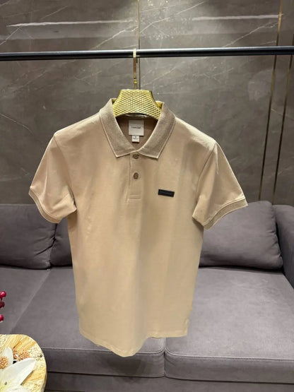 CALVIN KLEI_N BEIGE PREMIUM FABRIC COLLAR WORK POLO