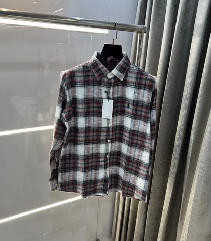 Ralph  Lauren Maroon Brushing Checks Premium Shirt