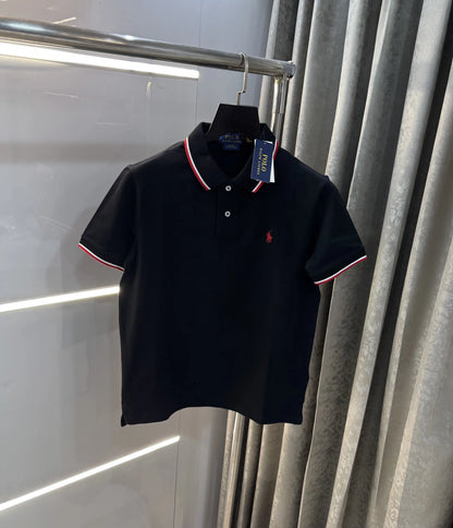 Ralph  Lauren Black Embroidery Logo Premium Polo T-Shirt